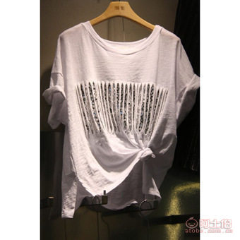 【廠家直銷2018夏季新品韓版亮片短袖寬破洞T恤時(shí)尚休閑女上衣潮1155】深圳市南山區(qū)伊人醉服飾批發(fā)商行 - 產(chǎn)品庫
