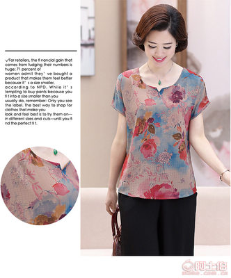 【2018新款媽媽裝短袖套裝中年女裝夏裝中老年夏季兩件套廠家直銷5662fh】桐鄉市濮院心悅玖玖服裝網店 - 產品庫